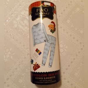 🆕 F.A.O Schwarz Kids Color Me PJ Set. Dino Lights. Size 10 - No Markers